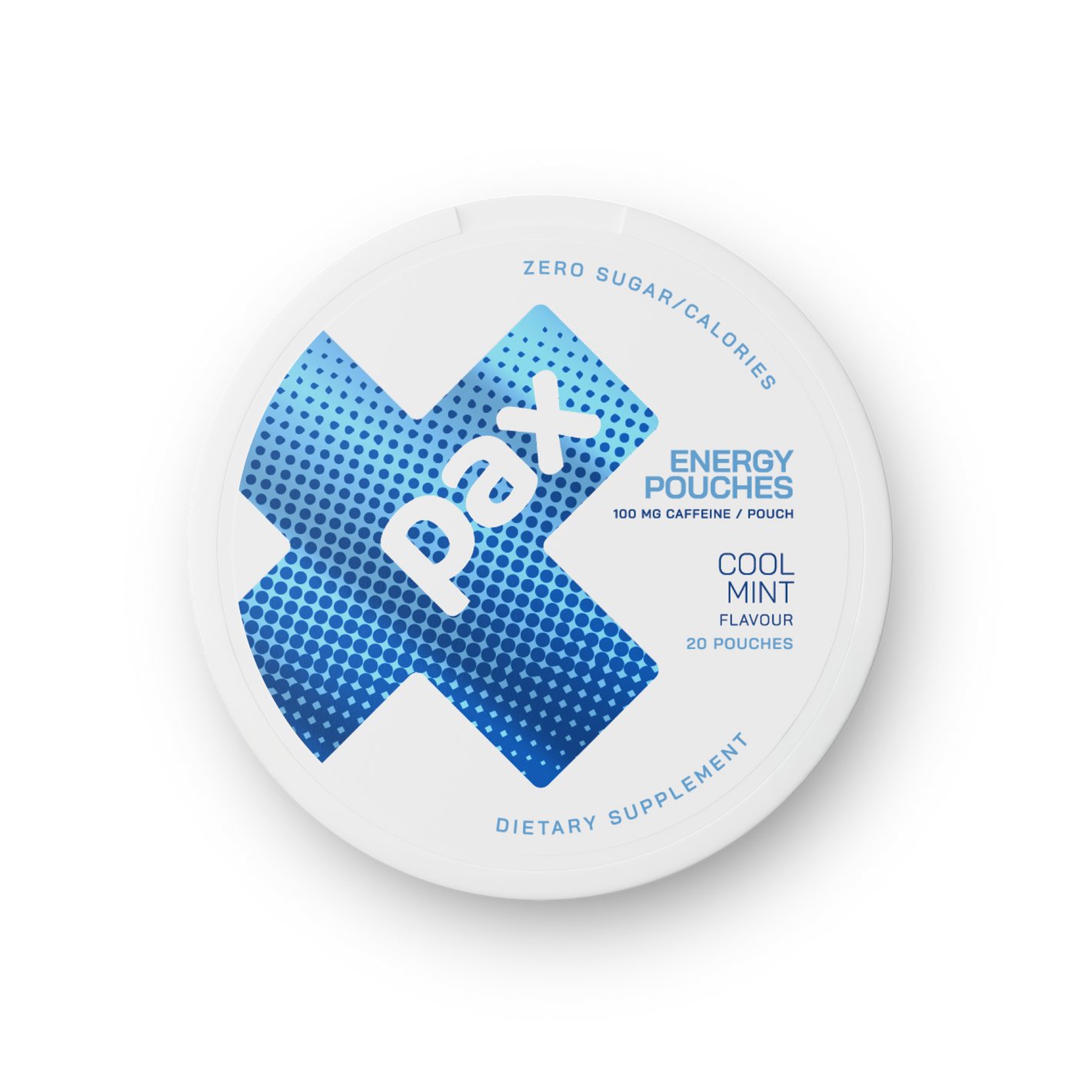 PAX Cool Mint caffeine pouches tin - front render