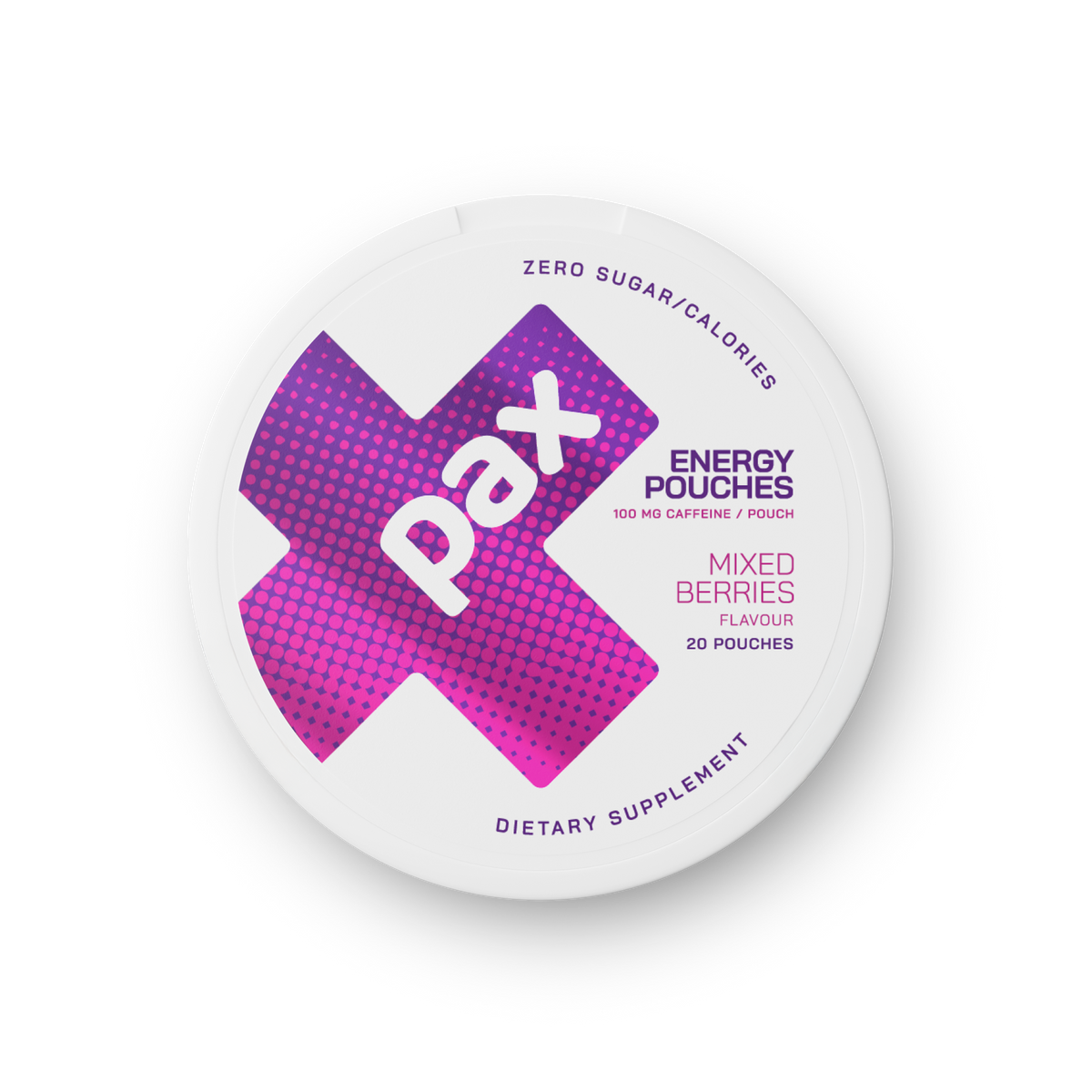 PAX Mixed Berries caffeine pouch tin
