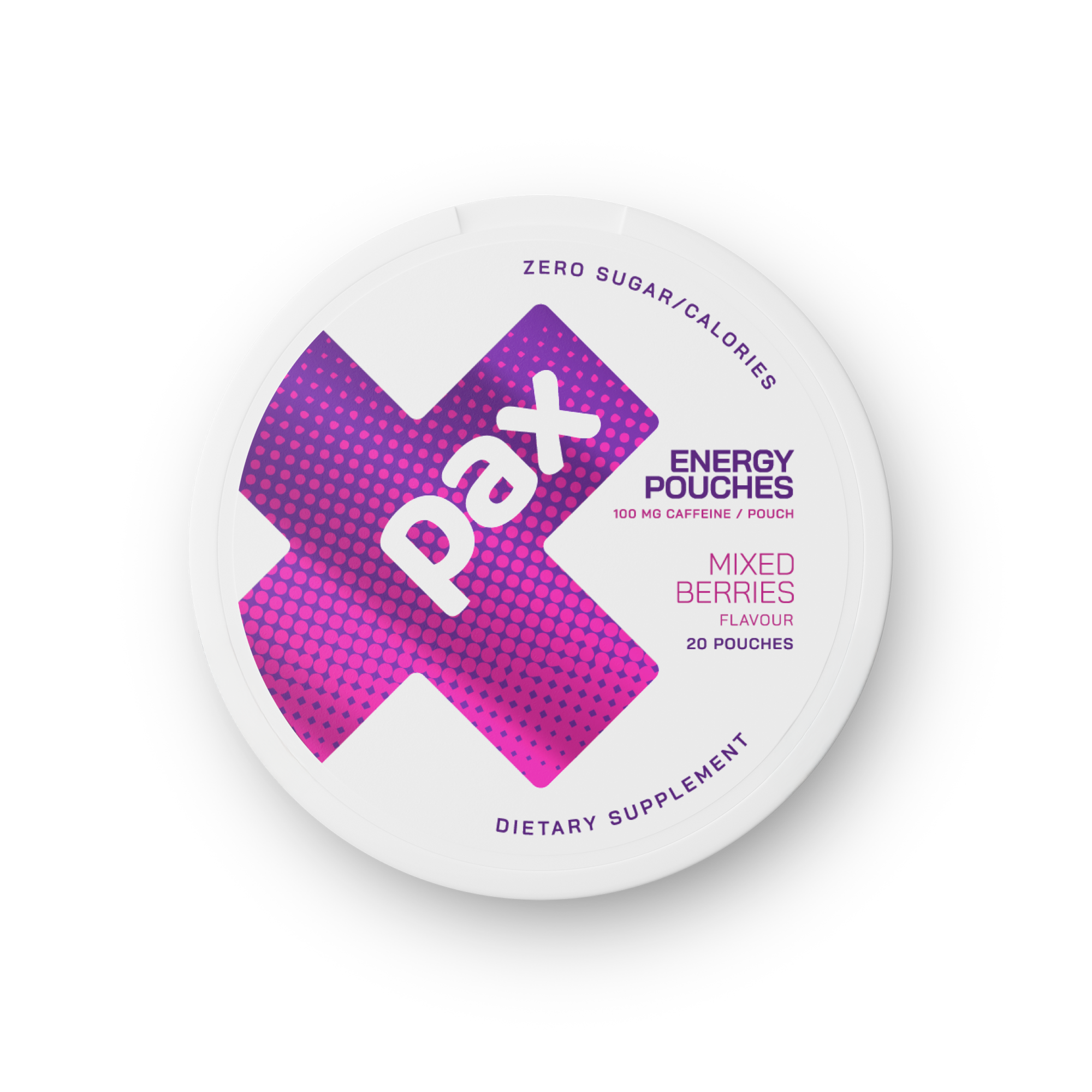 PAX Mixed Berries caffeine pouch tin
